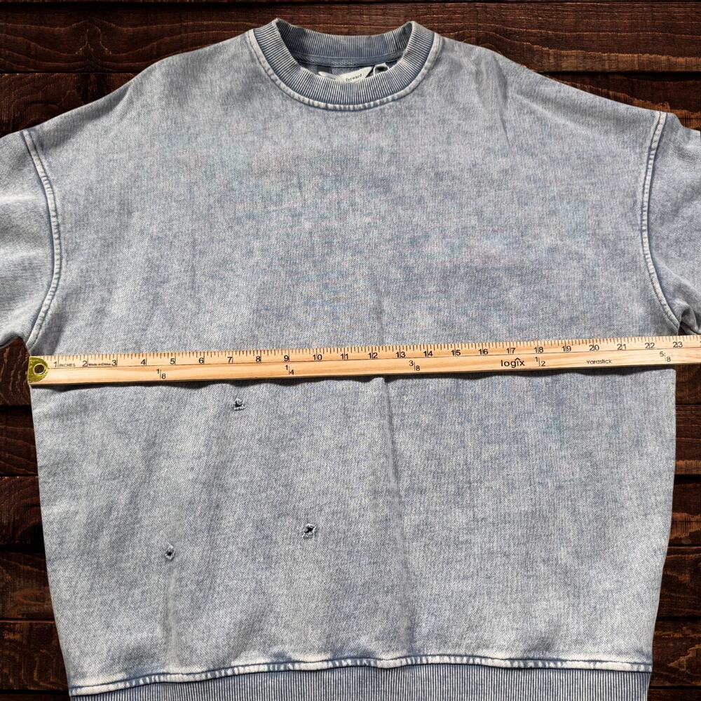 Free People Falling Forward Snow Washed Destroyed Acid Wash Oversized Crew XS - Picture 6 of 8